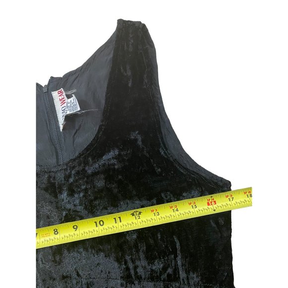 Studio Wear VTG Womens Dress Medium Black Velvet Sleeveless A-Line Cocktail Holi - Picture 6 of 10